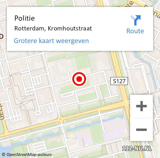 Locatie op kaart van de 112 melding: Politie Rotterdam, Kromhoutstraat op 1 augustus 2021 16:04