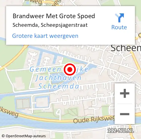 Locatie op kaart van de 112 melding: Brandweer Met Grote Spoed Naar Scheemda, Scheepsjagerstraat op 1 augustus 2021 16:50