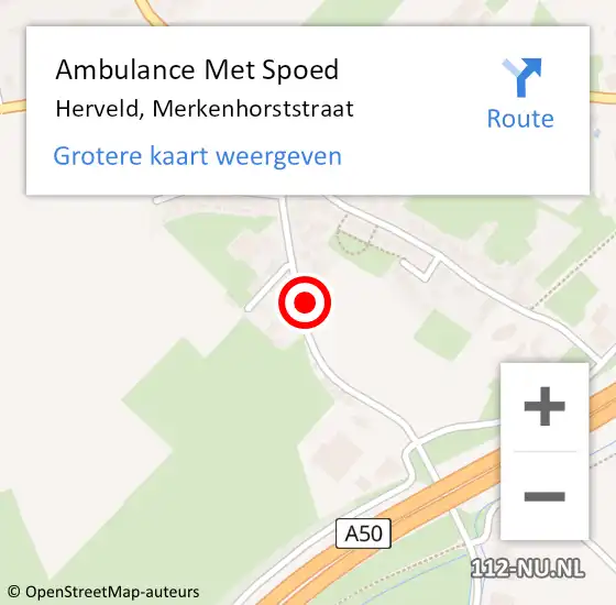 Locatie op kaart van de 112 melding: Ambulance Met Spoed Naar Herveld, Merkenhorststraat op 1 augustus 2021 16:55