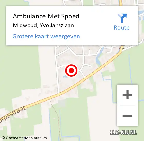 Locatie op kaart van de 112 melding: Ambulance Met Spoed Naar Midwoud, Yvo Janszlaan op 1 augustus 2021 16:56