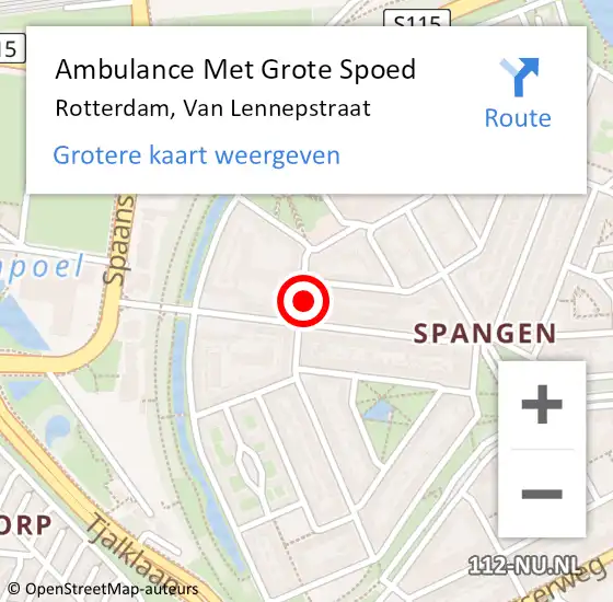 Locatie op kaart van de 112 melding: Ambulance Met Grote Spoed Naar Rotterdam, Van Lennepstraat op 1 augustus 2021 17:00
