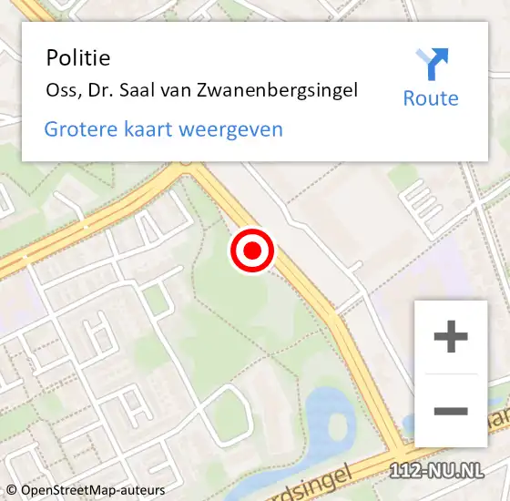 Locatie op kaart van de 112 melding: Politie Oss, Dr. Saal van Zwanenbergsingel op 1 augustus 2021 17:01