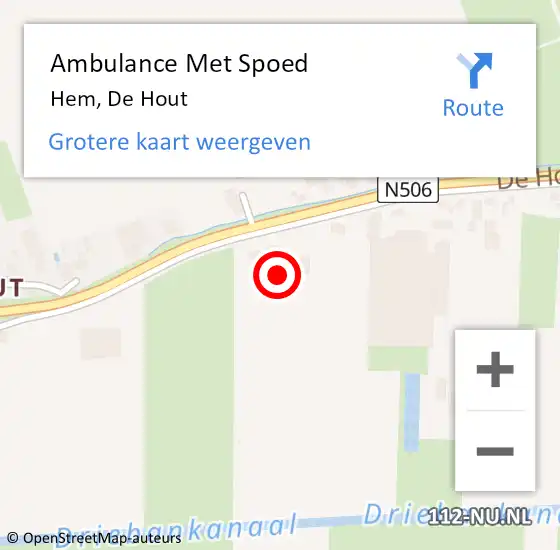 Locatie op kaart van de 112 melding: Ambulance Met Spoed Naar Hem, De Hout op 1 augustus 2021 17:33