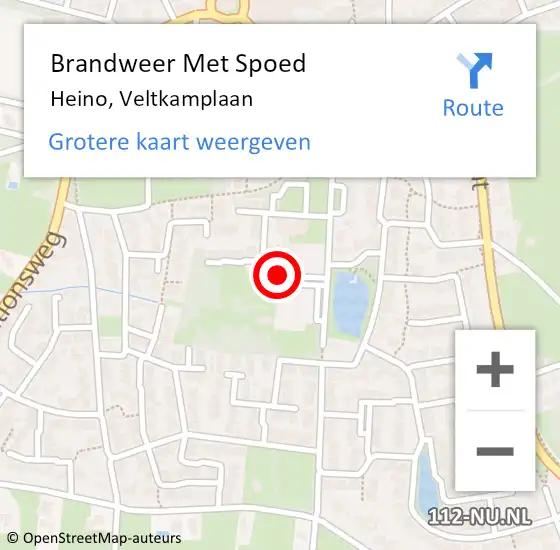 Locatie op kaart van de 112 melding: Brandweer Met Spoed Naar Heino, Veltkamplaan op 1 augustus 2021 17:53