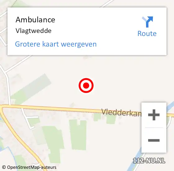 Locatie op kaart van de 112 melding: Ambulance Vlagtwedde op 1 augustus 2021 17:59