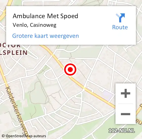 Locatie op kaart van de 112 melding: Ambulance Met Spoed Naar Venlo, Casinoweg op 1 augustus 2021 18:10
