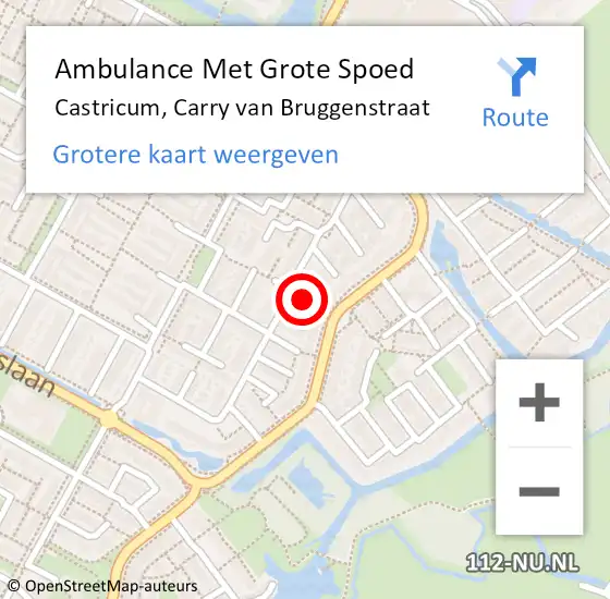 Locatie op kaart van de 112 melding: Ambulance Met Grote Spoed Naar Castricum, Carry van Bruggenstraat op 1 augustus 2021 18:16