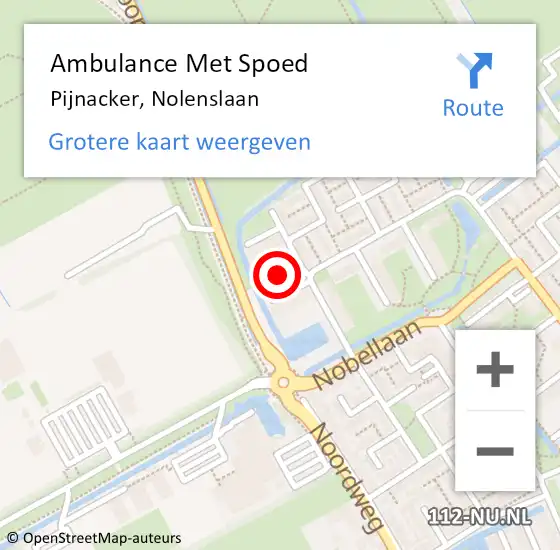 Locatie op kaart van de 112 melding: Ambulance Met Spoed Naar Pijnacker, Nolenslaan op 1 augustus 2021 18:18