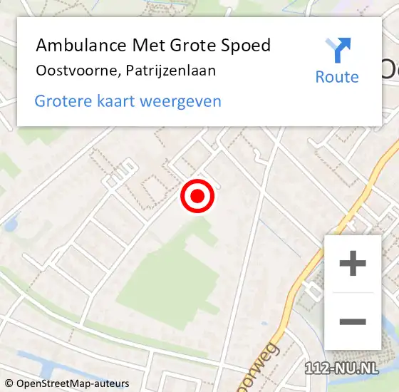 Locatie op kaart van de 112 melding: Ambulance Met Grote Spoed Naar Oostvoorne, Patrijzenlaan op 1 augustus 2021 18:18