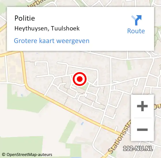 Locatie op kaart van de 112 melding: Politie Heythuysen, Tuulshoek op 1 augustus 2021 18:25