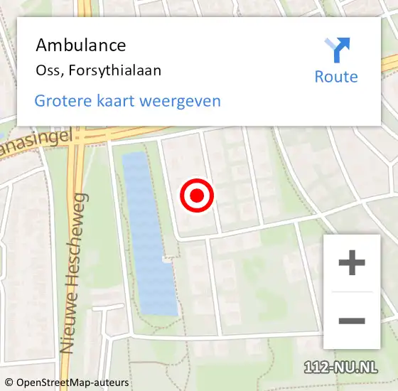 Locatie op kaart van de 112 melding: Ambulance Oss, Forsythialaan op 18 juni 2014 13:43