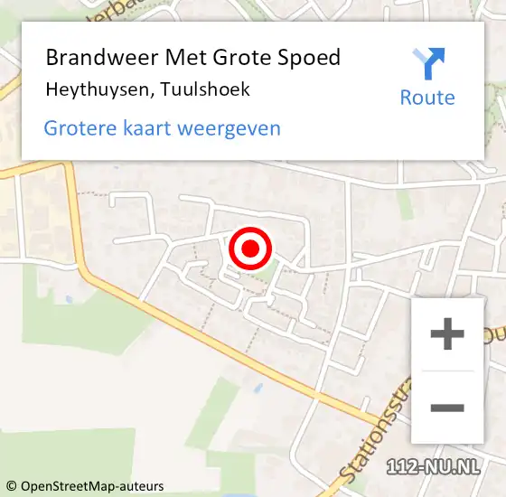 Locatie op kaart van de 112 melding: Brandweer Met Grote Spoed Naar Heythuysen, Tuulshoek op 1 augustus 2021 18:27