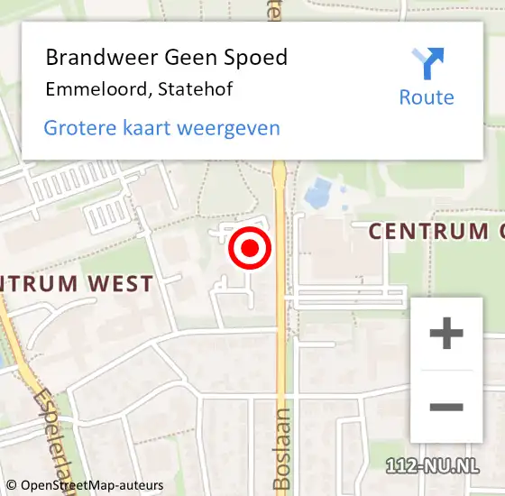 Locatie op kaart van de 112 melding: Brandweer Geen Spoed Naar Emmeloord, Statehof op 1 augustus 2021 18:31