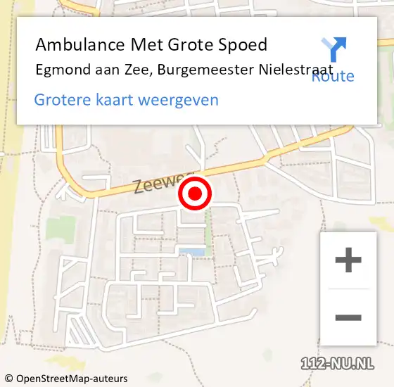 Locatie op kaart van de 112 melding: Ambulance Met Grote Spoed Naar Egmond aan Zee, Burgemeester Nielestraat op 1 augustus 2021 18:58