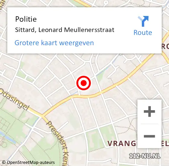 Locatie op kaart van de 112 melding: Politie Sittard, Leonard Meullenersstraat op 1 augustus 2021 19:58