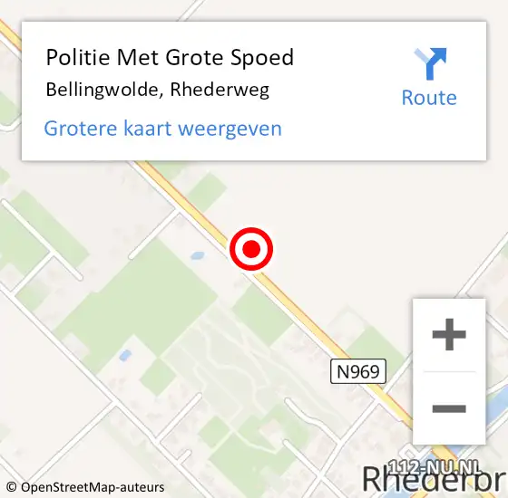 Locatie op kaart van de 112 melding: Politie Met Grote Spoed Naar Bellingwolde, Rhederweg op 1 augustus 2021 20:38