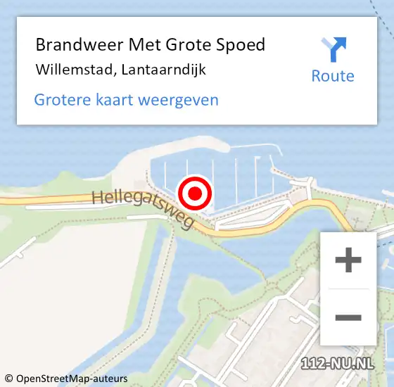 Locatie op kaart van de 112 melding: Brandweer Met Grote Spoed Naar Willemstad, Lantaarndijk op 1 augustus 2021 21:27