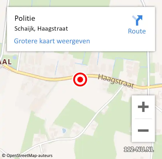 Locatie op kaart van de 112 melding: Politie Schaijk, Haagstraat op 1 augustus 2021 21:54