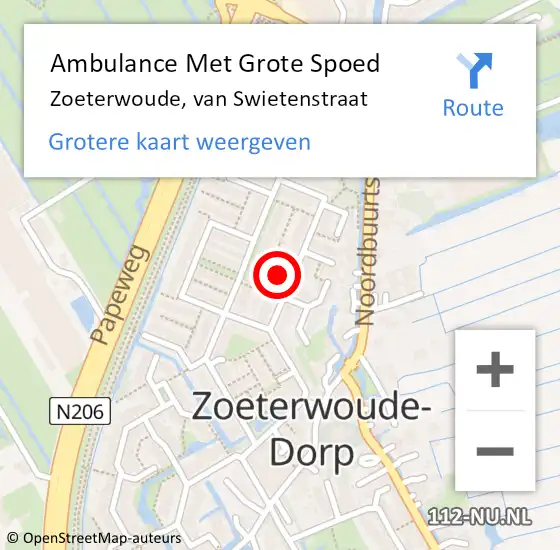 Locatie op kaart van de 112 melding: Ambulance Met Grote Spoed Naar Zoeterwoude, van Swietenstraat op 1 augustus 2021 22:18