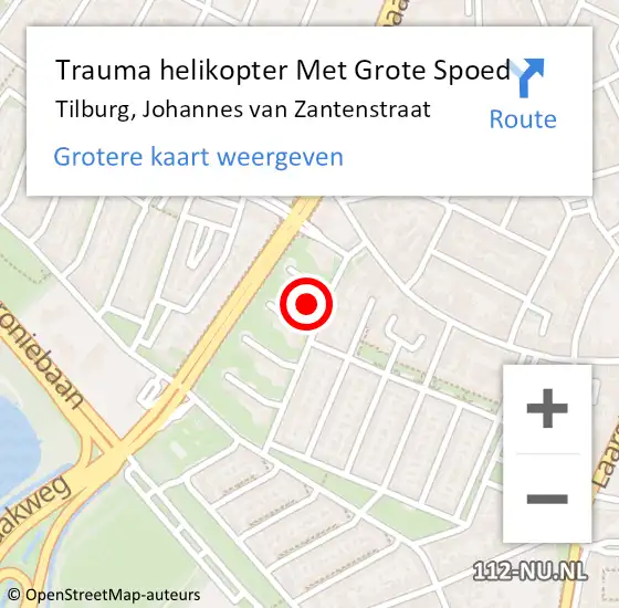 Locatie op kaart van de 112 melding: Trauma helikopter Met Grote Spoed Naar Tilburg, Johannes van Zantenstraat op 1 augustus 2021 22:37