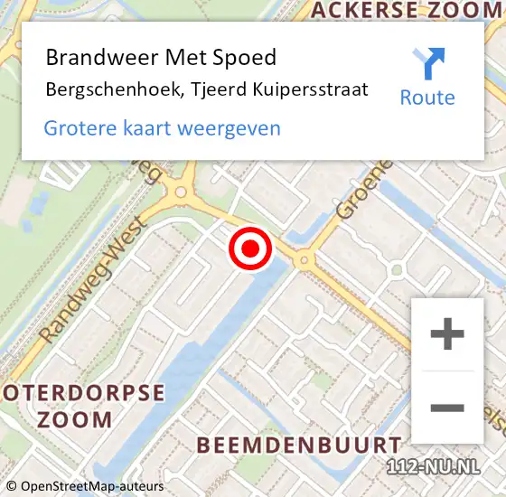 Locatie op kaart van de 112 melding: Brandweer Met Spoed Naar Bergschenhoek, Tjeerd Kuipersstraat op 1 augustus 2021 23:12