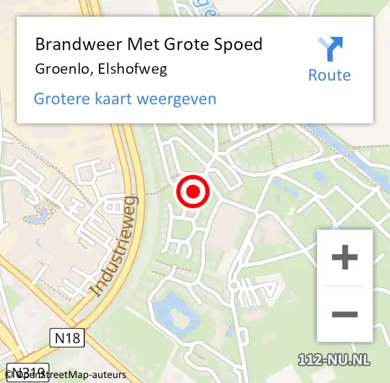 Locatie op kaart van de 112 melding: Brandweer Met Grote Spoed Naar Groenlo, Elshofweg op 1 augustus 2021 23:44