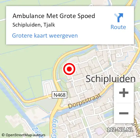 Locatie op kaart van de 112 melding: Ambulance Met Grote Spoed Naar Schipluiden, Tjalk op 1 augustus 2021 23:57