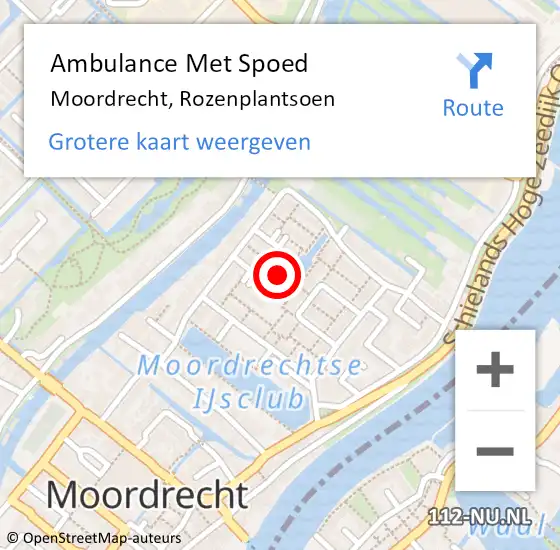 Locatie op kaart van de 112 melding: Ambulance Met Spoed Naar Moordrecht, Rozenplantsoen op 2 augustus 2021 00:08