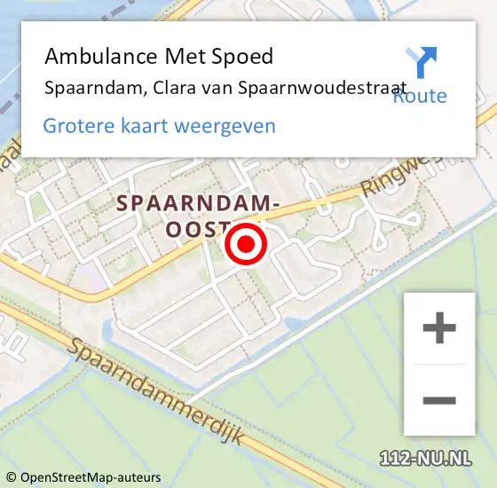 Locatie op kaart van de 112 melding: Ambulance Met Spoed Naar Spaarndam, Clara van Spaarnwoudestraat op 2 augustus 2021 00:38