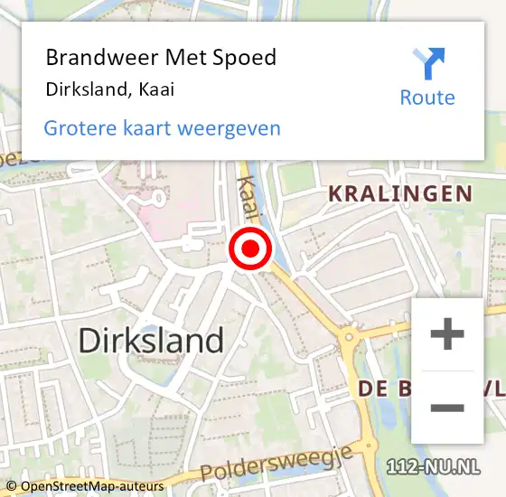 Locatie op kaart van de 112 melding: Brandweer Met Spoed Naar Dirksland, Kaai op 2 augustus 2021 00:45