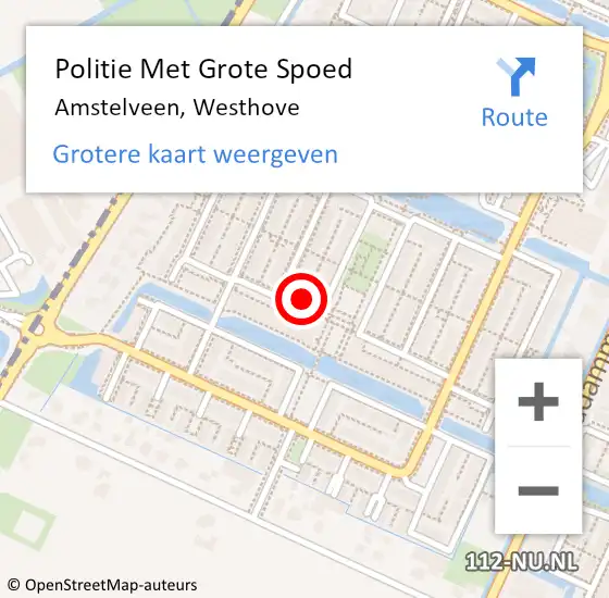 Locatie op kaart van de 112 melding: Politie Met Grote Spoed Naar Amstelveen, Westhove op 2 augustus 2021 01:12