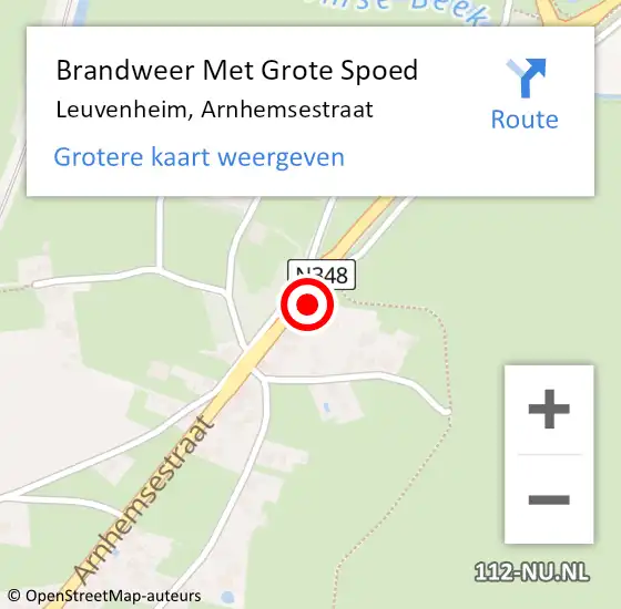 Locatie op kaart van de 112 melding: Brandweer Met Grote Spoed Naar Leuvenheim, Arnhemsestraat op 2 augustus 2021 03:33