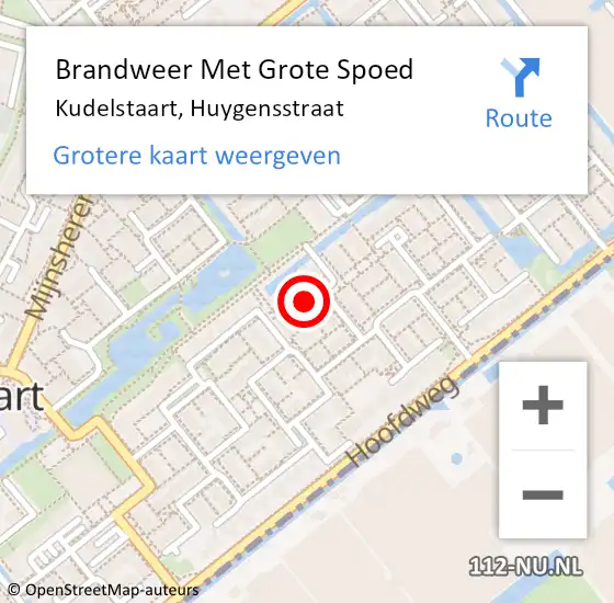 Locatie op kaart van de 112 melding: Brandweer Met Grote Spoed Naar Kudelstaart, Huygensstraat op 2 augustus 2021 04:17