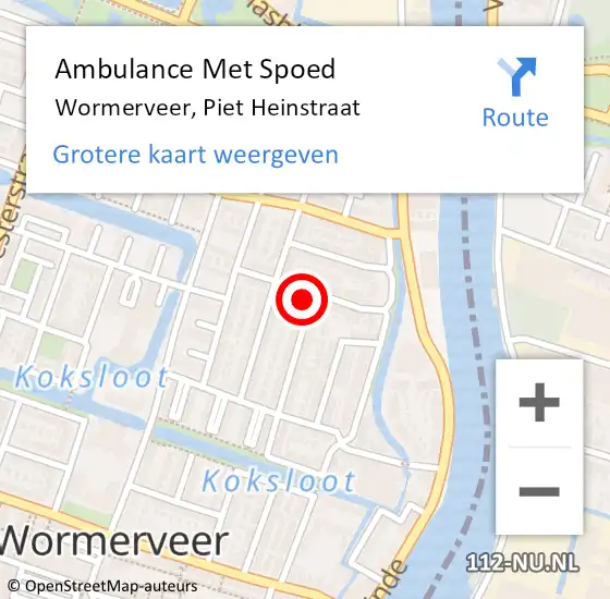 Locatie op kaart van de 112 melding: Ambulance Met Spoed Naar Wormerveer, Piet Heinstraat op 2 augustus 2021 04:38