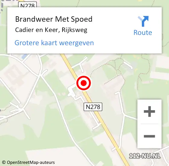 Locatie op kaart van de 112 melding: Brandweer Met Spoed Naar Cadier en Keer, Rijksweg op 2 augustus 2021 04:40