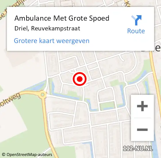 Locatie op kaart van de 112 melding: Ambulance Met Grote Spoed Naar Driel, Reuvekampstraat op 2 augustus 2021 05:05