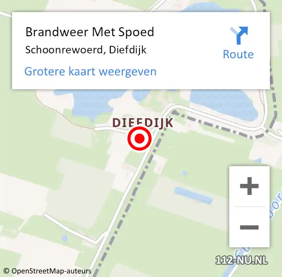 Locatie op kaart van de 112 melding: Brandweer Met Spoed Naar Schoonrewoerd, Diefdijk op 2 augustus 2021 05:13