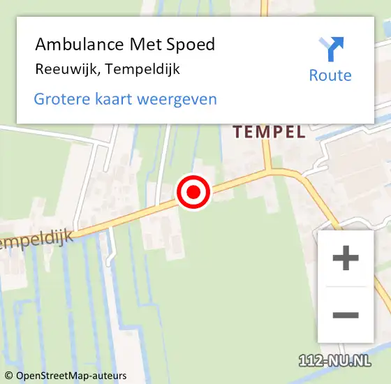 Locatie op kaart van de 112 melding: Ambulance Met Spoed Naar Reeuwijk, Tempeldijk op 2 augustus 2021 05:45