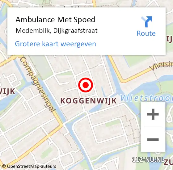 Locatie op kaart van de 112 melding: Ambulance Met Spoed Naar Medemblik, Dijkgraafstraat op 2 augustus 2021 06:16