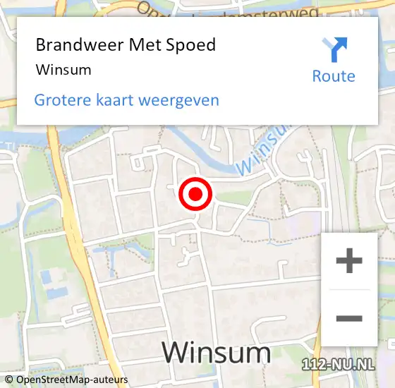 Locatie op kaart van de 112 melding: Brandweer Met Spoed Naar Winsum op 18 juni 2014 14:16