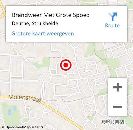 Locatie op kaart van de 112 melding: Brandweer Met Grote Spoed Naar Deurne, Struikheide op 2 augustus 2021 06:47