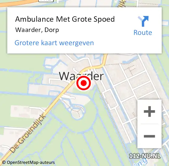 Locatie op kaart van de 112 melding: Ambulance Met Grote Spoed Naar Waarder, Dorp op 2 augustus 2021 07:22