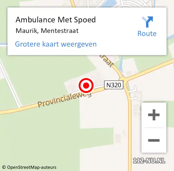 Locatie op kaart van de 112 melding: Ambulance Met Spoed Naar Maurik, Mentestraat op 2 augustus 2021 07:34