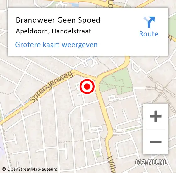 Locatie op kaart van de 112 melding: Brandweer Geen Spoed Naar Apeldoorn, Handelstraat op 2 augustus 2021 07:40