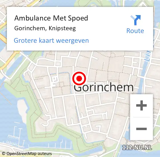Locatie op kaart van de 112 melding: Ambulance Met Spoed Naar Gorinchem, Knipsteeg op 2 augustus 2021 08:14