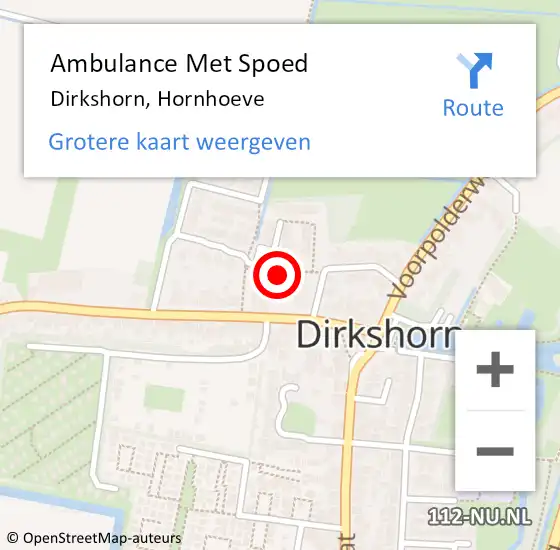 Locatie op kaart van de 112 melding: Ambulance Met Spoed Naar Dirkshorn, Hornhoeve op 2 augustus 2021 08:18