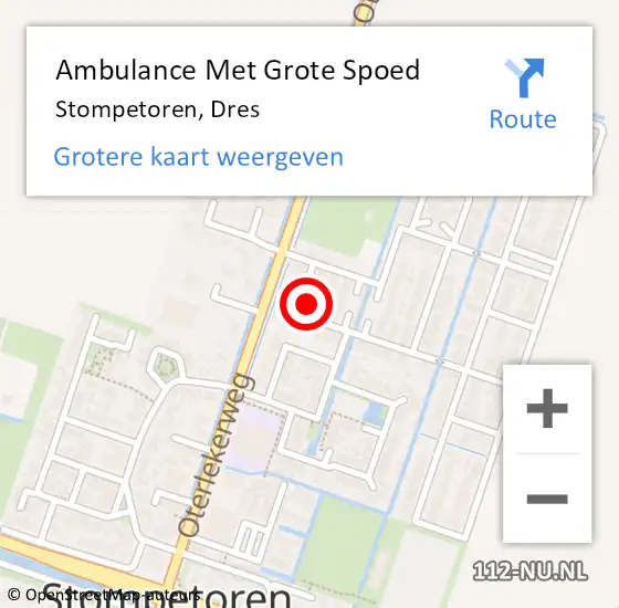 Locatie op kaart van de 112 melding: Ambulance Met Grote Spoed Naar Stompetoren, Dres op 2 augustus 2021 09:03