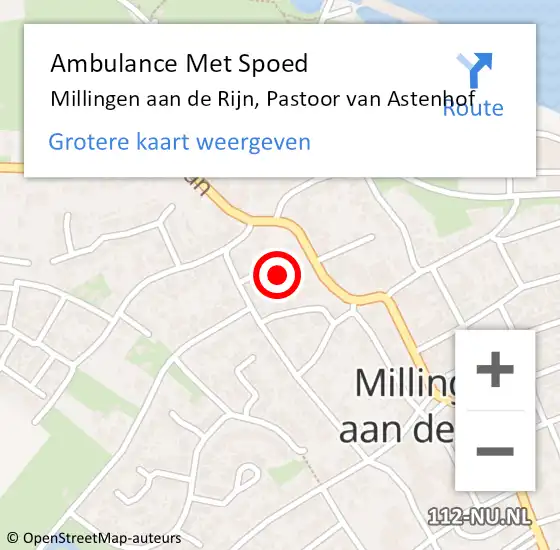 Locatie op kaart van de 112 melding: Ambulance Met Spoed Naar Millingen aan de Rijn, Pastoor van Astenhof op 2 augustus 2021 09:04