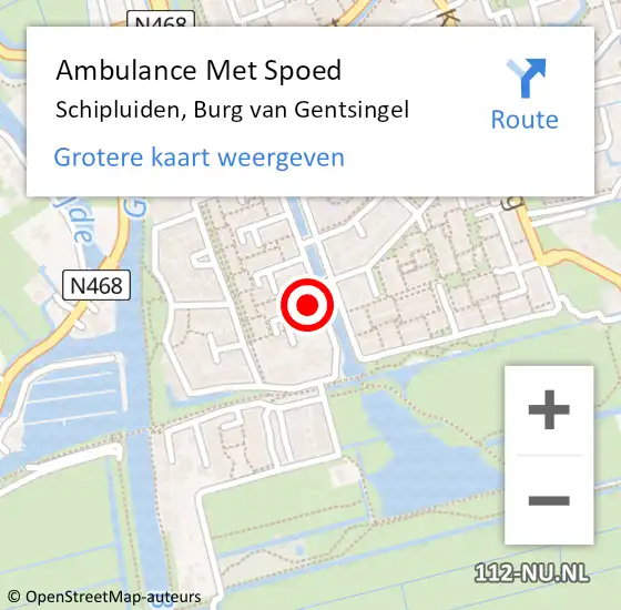 Locatie op kaart van de 112 melding: Ambulance Met Spoed Naar Schipluiden, Burg van Gentsingel op 2 augustus 2021 09:21