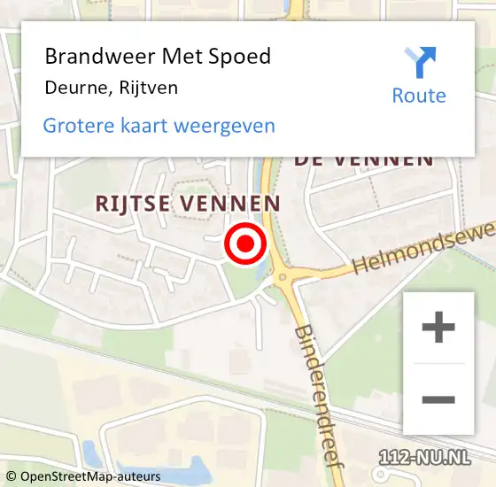 Locatie op kaart van de 112 melding: Brandweer Met Spoed Naar Deurne, Rijtven op 2 augustus 2021 09:45